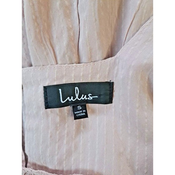 Lulus Dress Size S Blush Pink Tiered Midi Puff Short Sleeves Square Neckline - Picture 3 of 8